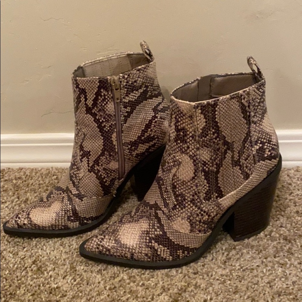 Snakeskin Ankle Booties